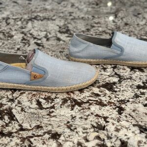 Olukai Kaula Pa' A Kapa Women's Linen Espadrille Lanai Breeze Blue Loafer 9